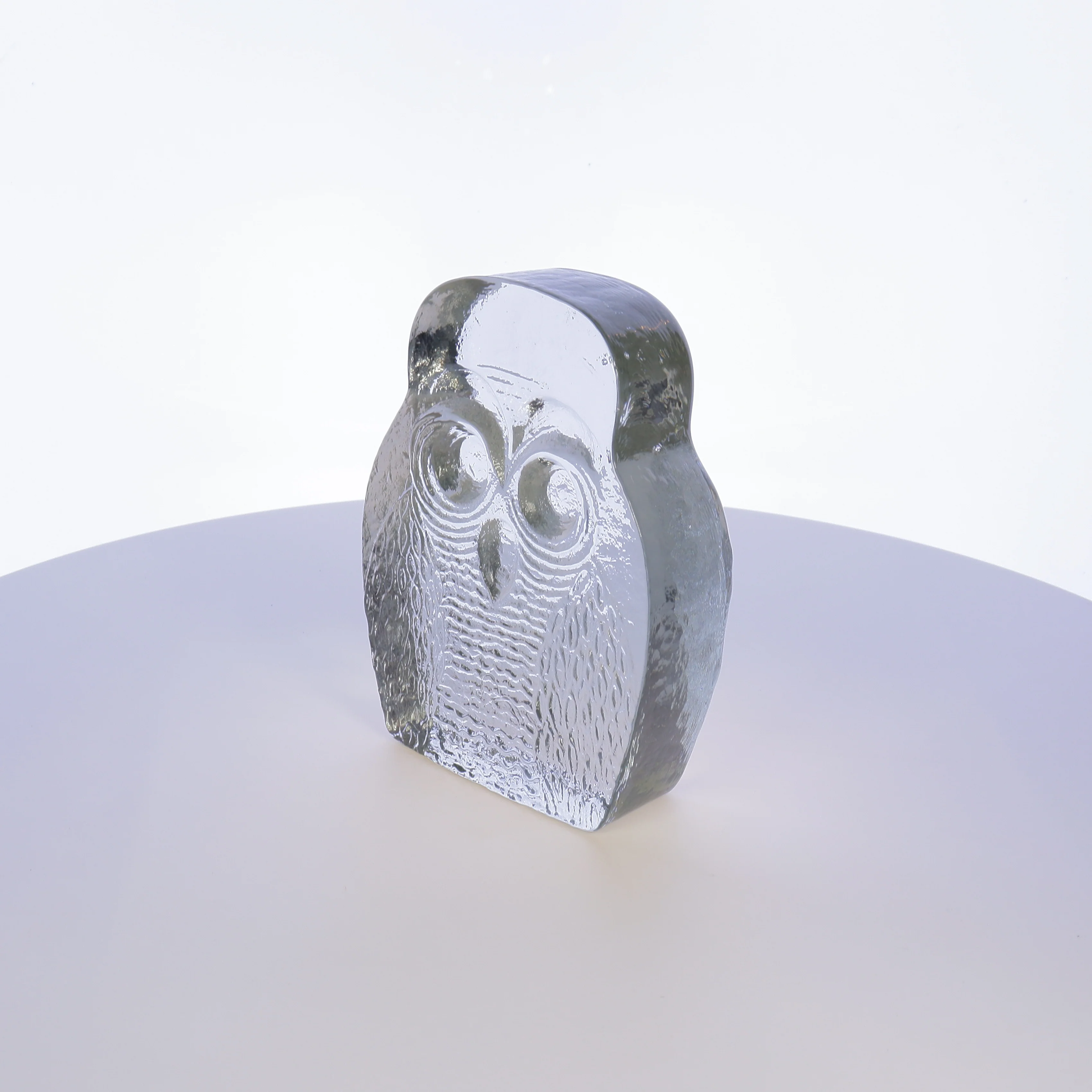 Blenko Glass 7" Owl Bookend (Translucent Clear) - Image 2