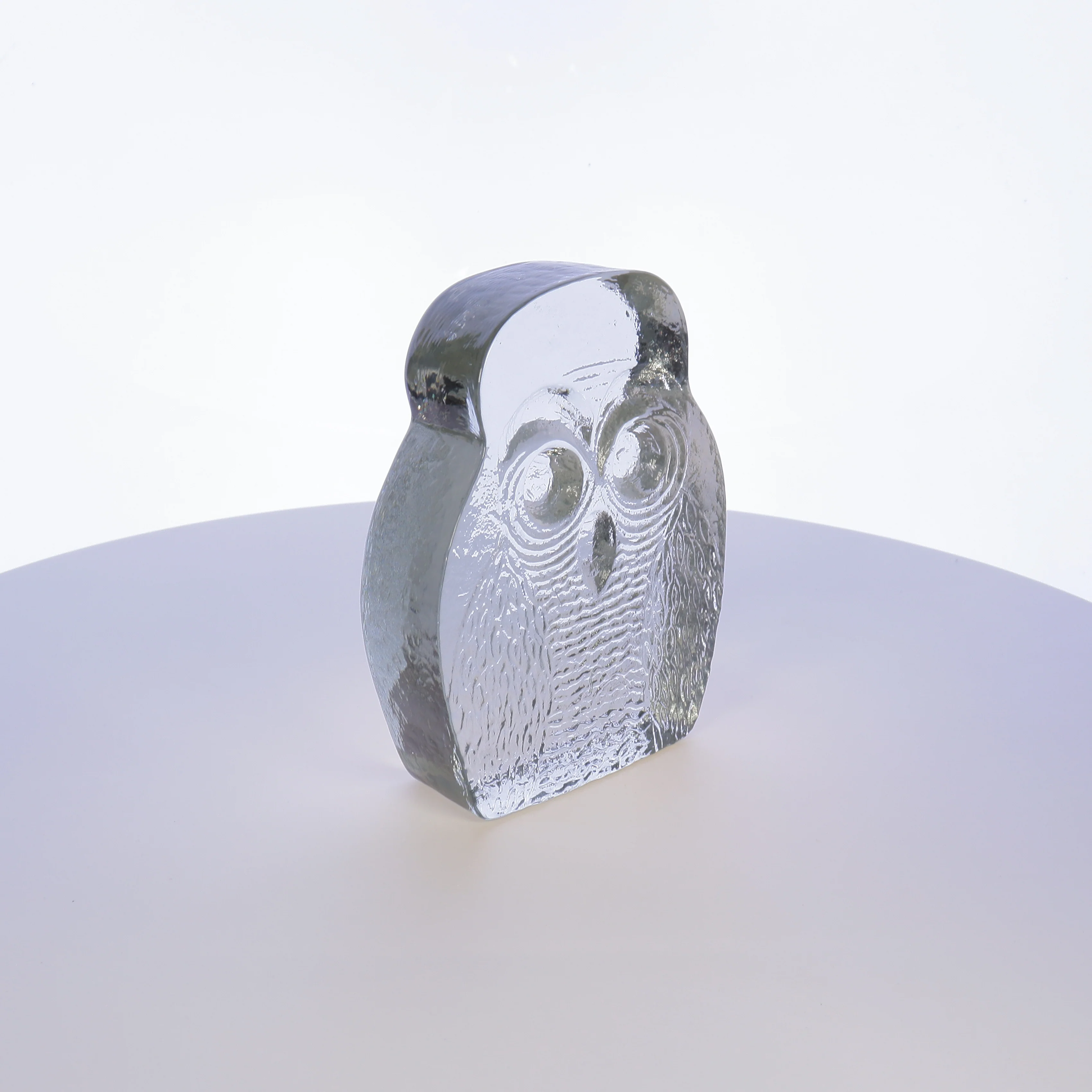 Blenko Glass 7" Owl Bookend (Translucent Clear) - Image 8