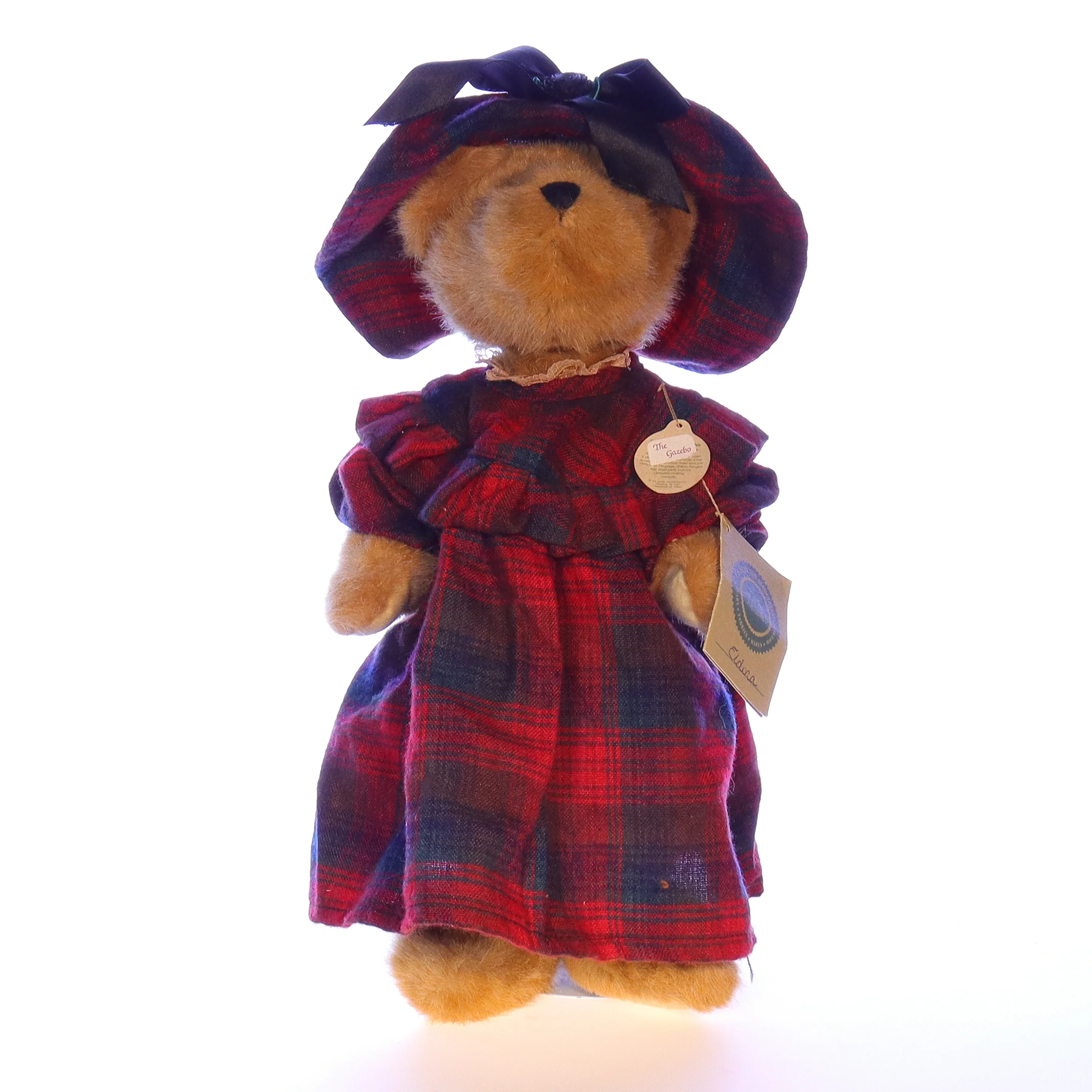 Boyds Bears Collection Plush with Tags Plaid Hat Eldora 1985 14"
