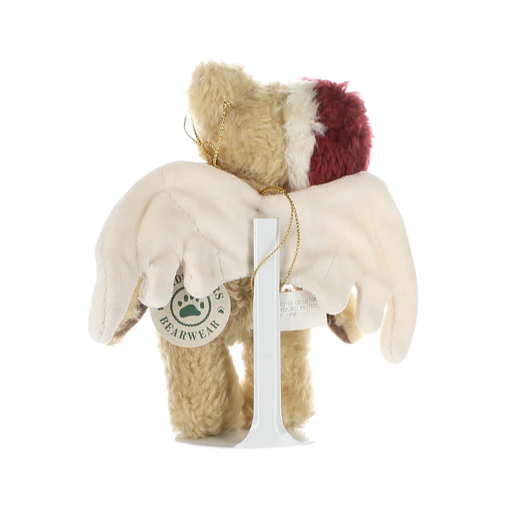 Boyds Bears & Friends Vintage  Plush Bear tan winged bear Santa hat ornament - Image 4
