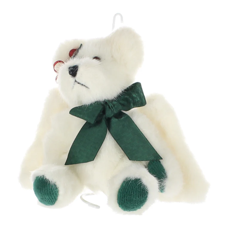 Boyds Bears & Friends Vintage  Plush Bear white winged bear green feet and bow