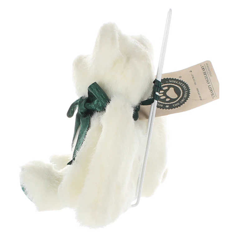 Boyds Bears & Friends Vintage  Plush Bear white winged bear green feet and bow - Image 3