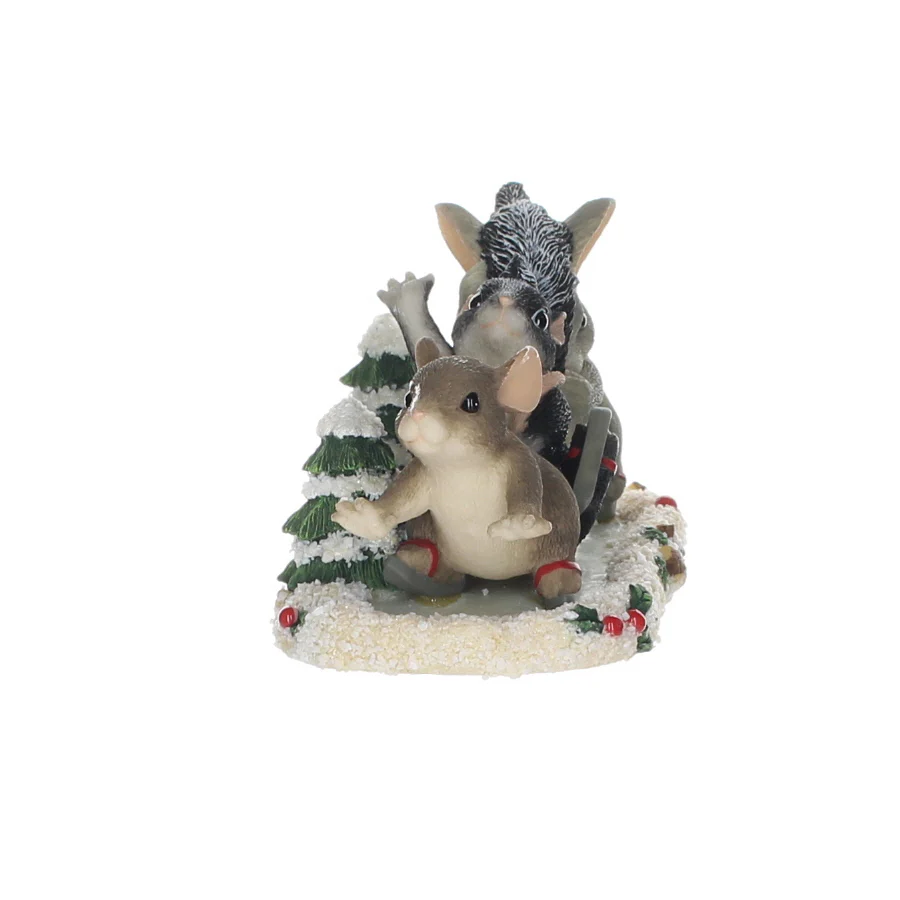 Charming Tails Fitz & Floyd Resin Figurine in Box Christmas 87/103 Skating Party - Image 3