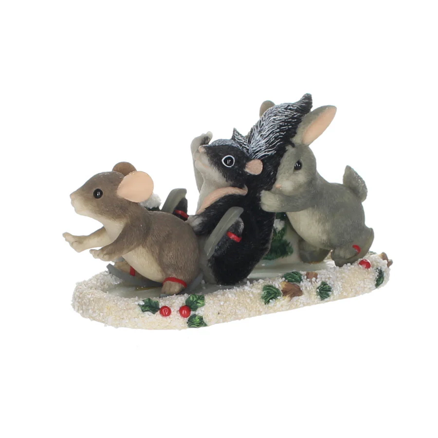 Charming Tails Fitz & Floyd Resin Figurine in Box Christmas 87/103 Skating Party - Image 4
