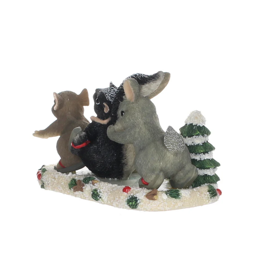 Charming Tails Fitz & Floyd Resin Figurine in Box Christmas 87/103 Skating Party - Image 6