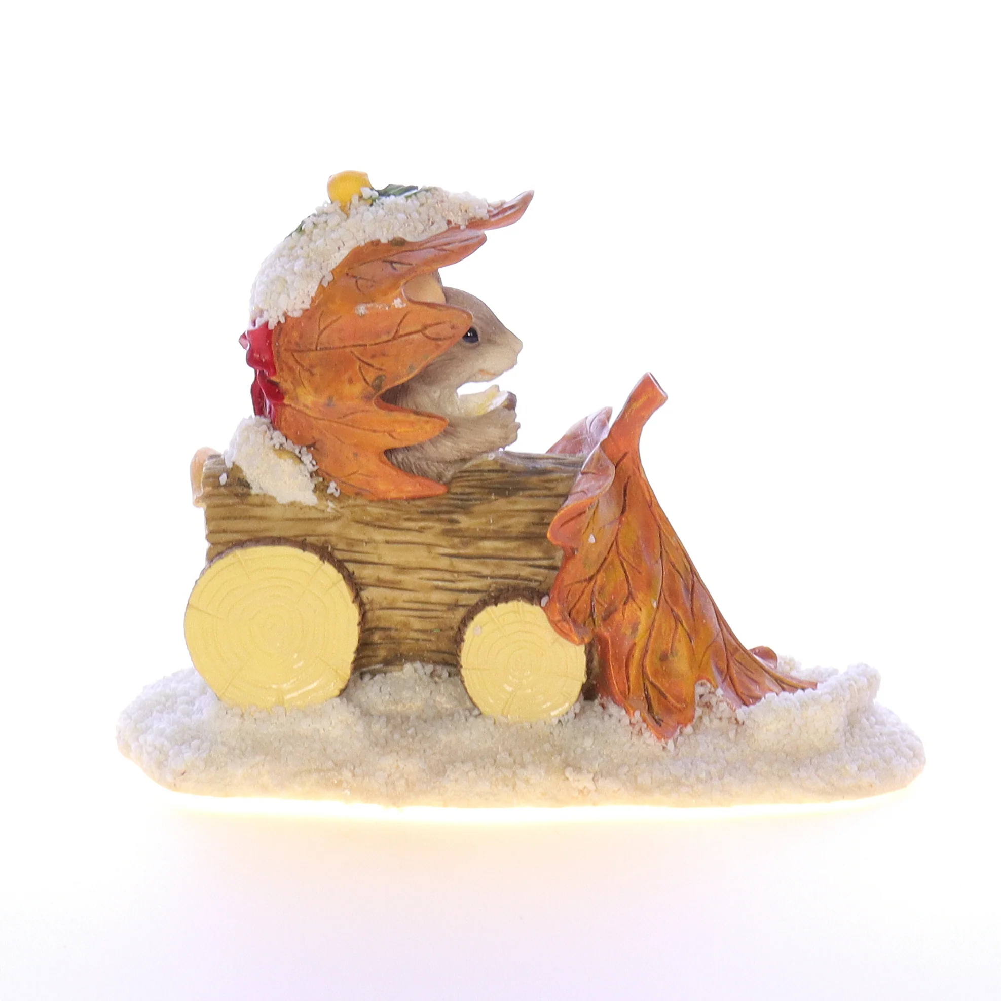 Charming Tails Vintage Resin Fall Figurine Driving Winter Wagon 3.5" - Image 5