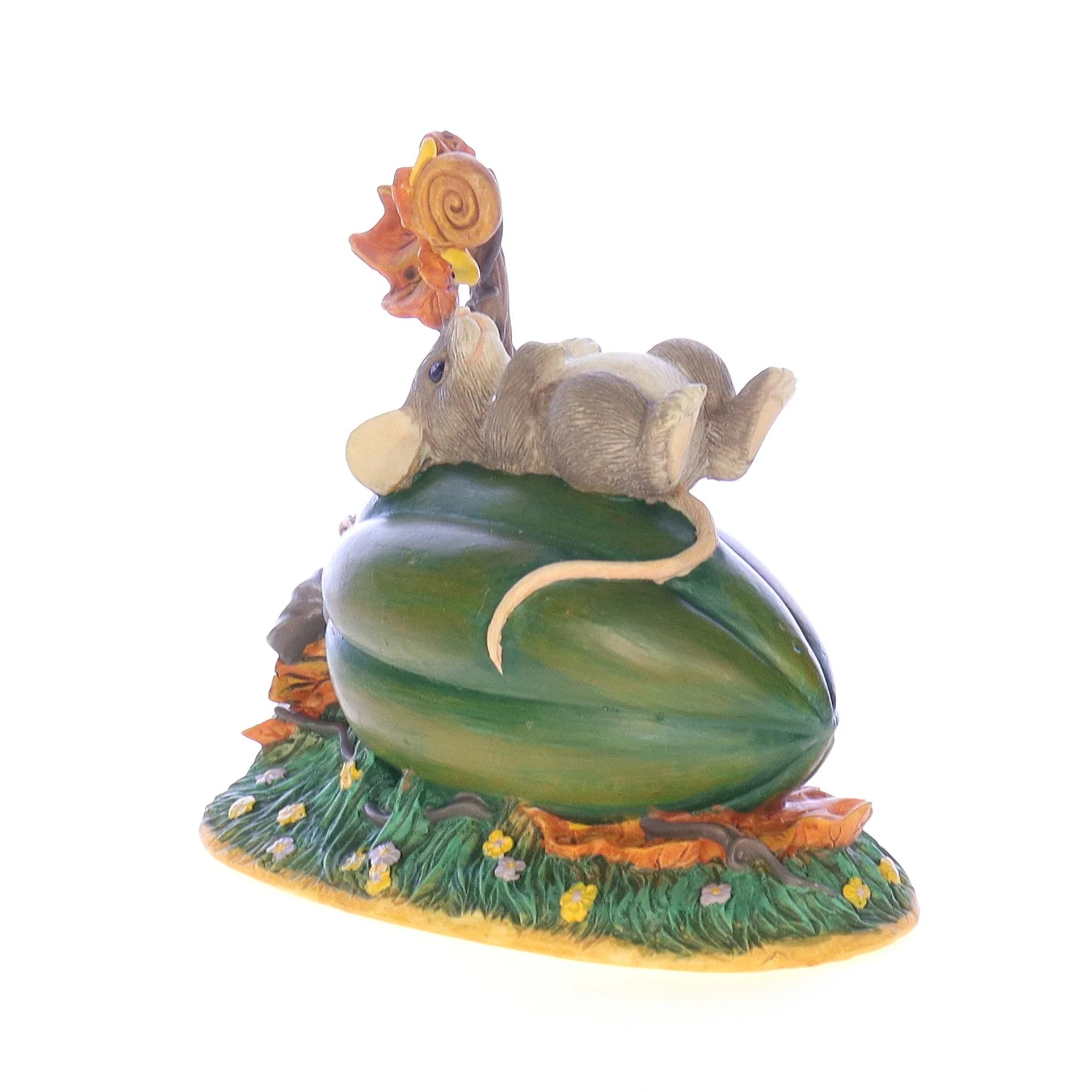Charming Tails Vintage Resin Fall Figurine Sleeping Mouse on Gourd 3.75" - Image 6