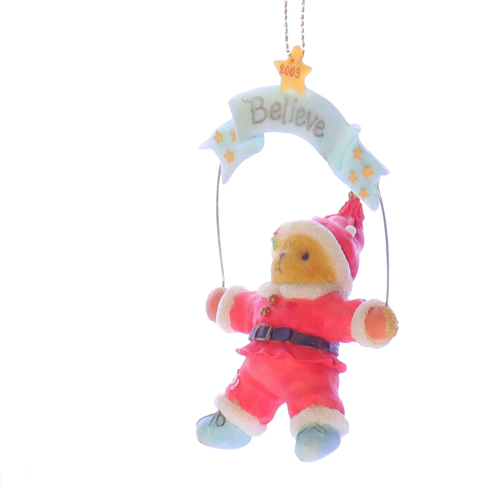 Cherished Teddies Vintage Resin Christmas Ornament 112392 Believe 2003 3.5" - Image 2