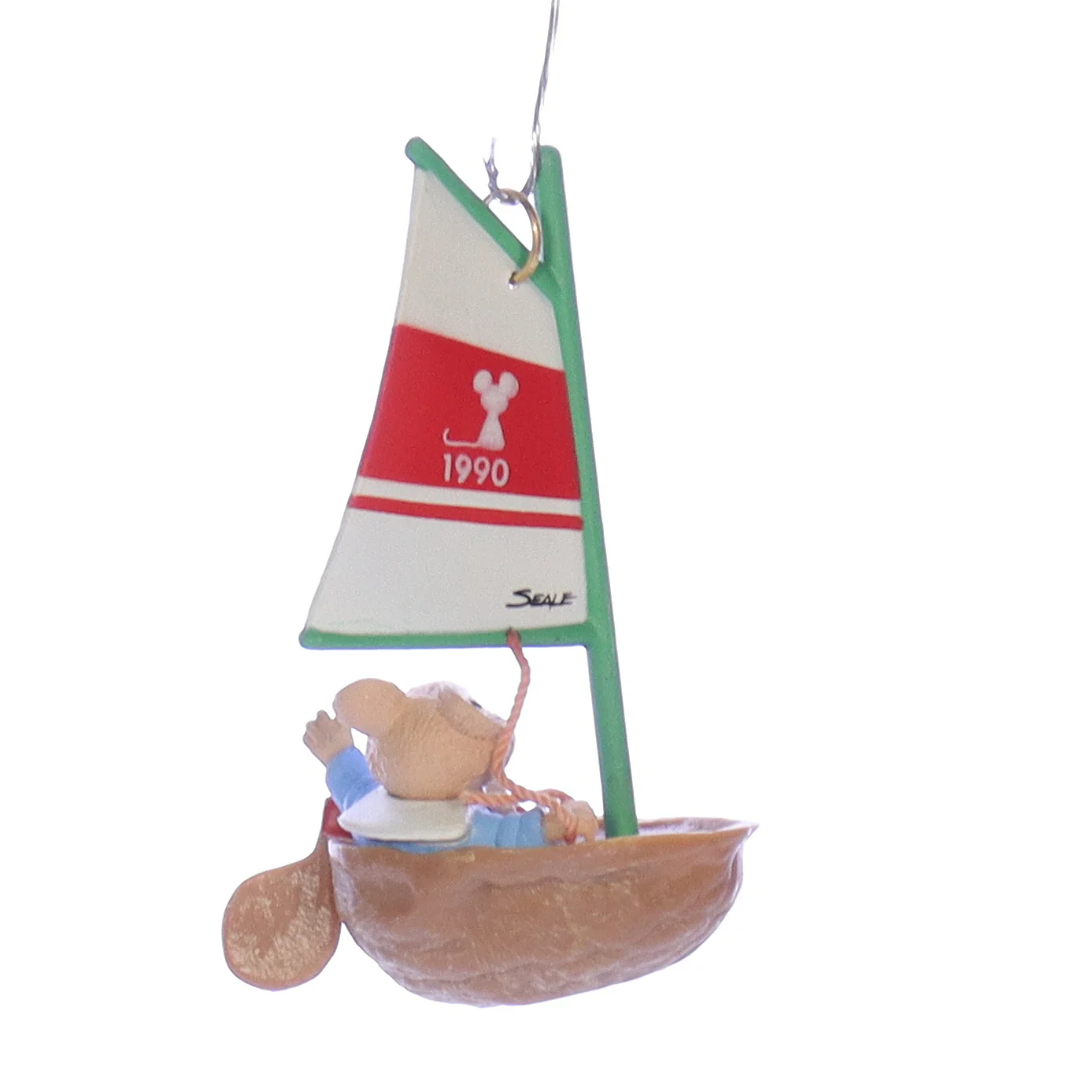 Hallmark Vintage Resin Christmas Ornament mouseboat Mouse Boat 1990 3.25" - Image 2