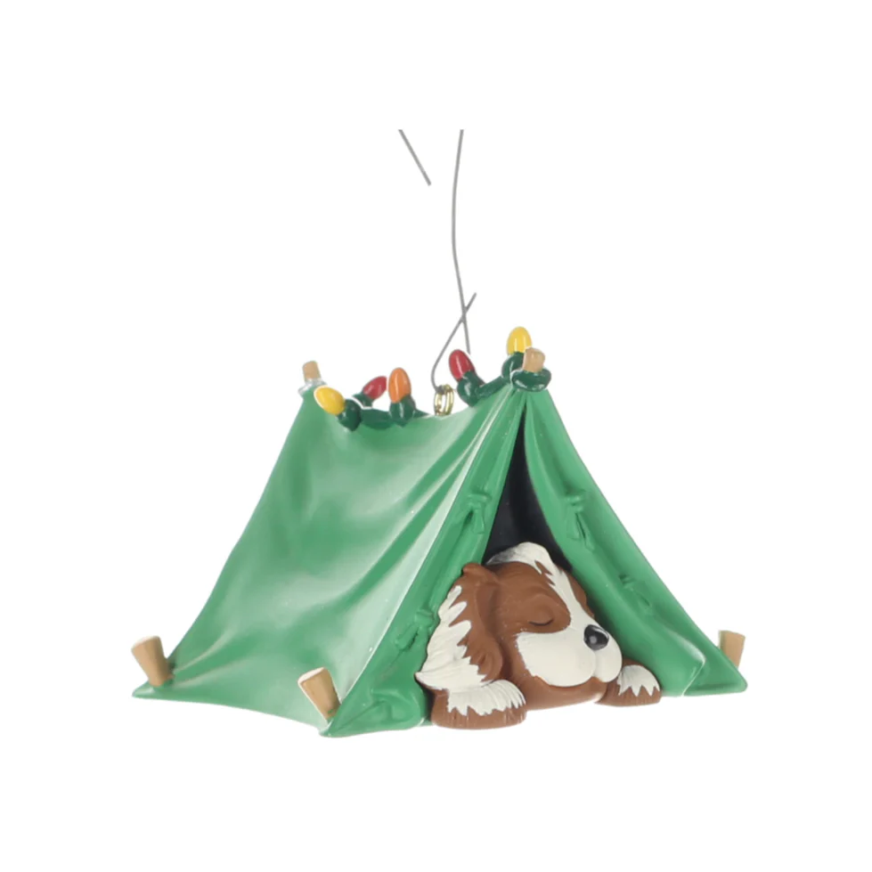 Hallmark Vintage 1996 Resin Figurine Pup-Tenting QX6011