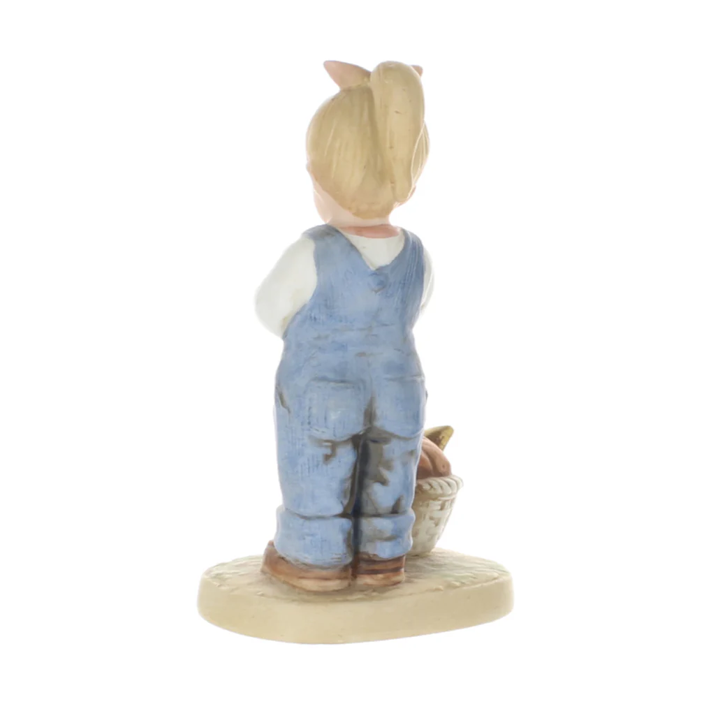 Homco Denim Days Vintage 1985 Porcelain Figurine Girl With Pumpkin Corn Basket - Image 4