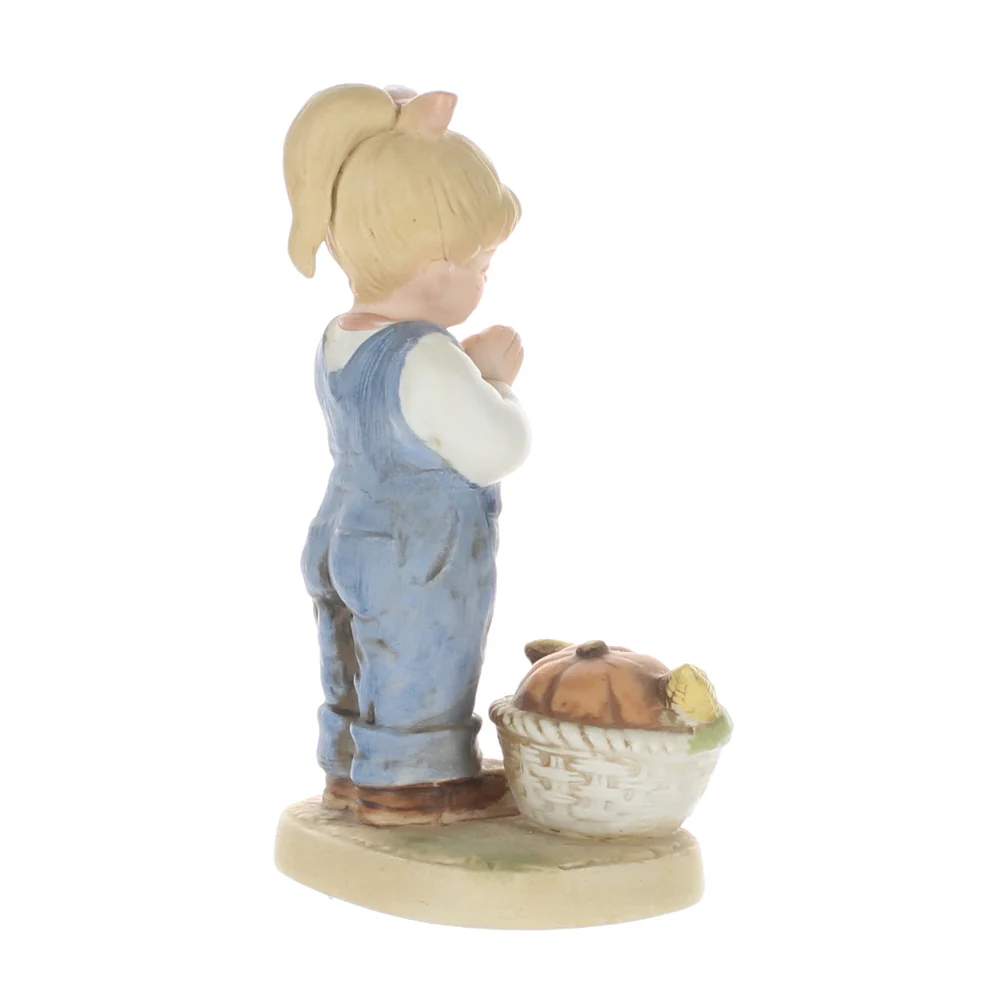 Homco Denim Days Vintage 1985 Porcelain Figurine Girl With Pumpkin Corn Basket - Image 6