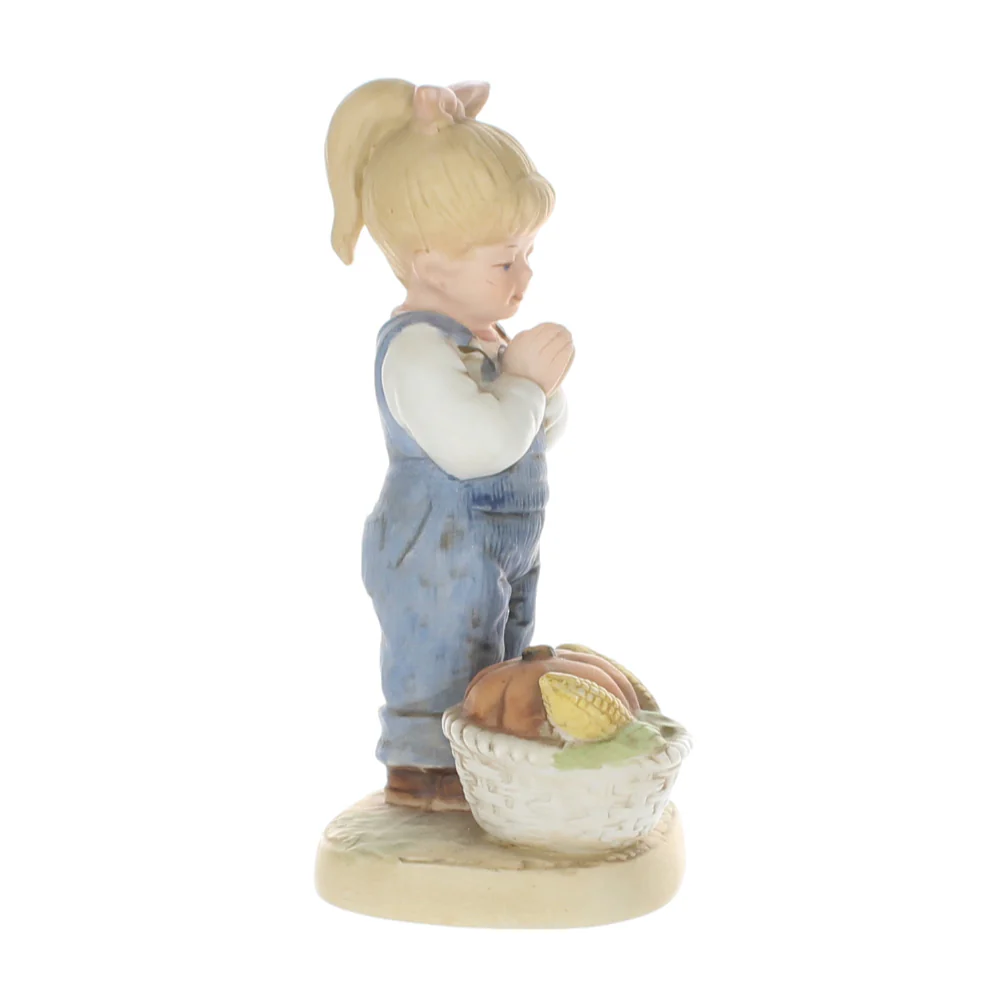 Homco Denim Days Vintage 1985 Porcelain Figurine Girl With Pumpkin Corn Basket - Image 7
