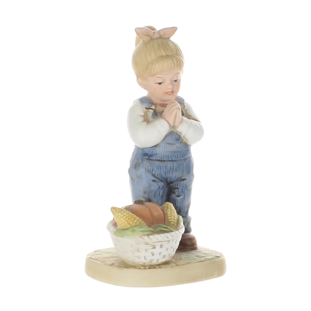 Homco Denim Days Vintage 1985 Porcelain Figurine Girl With Pumpkin Corn Basket - Image 8