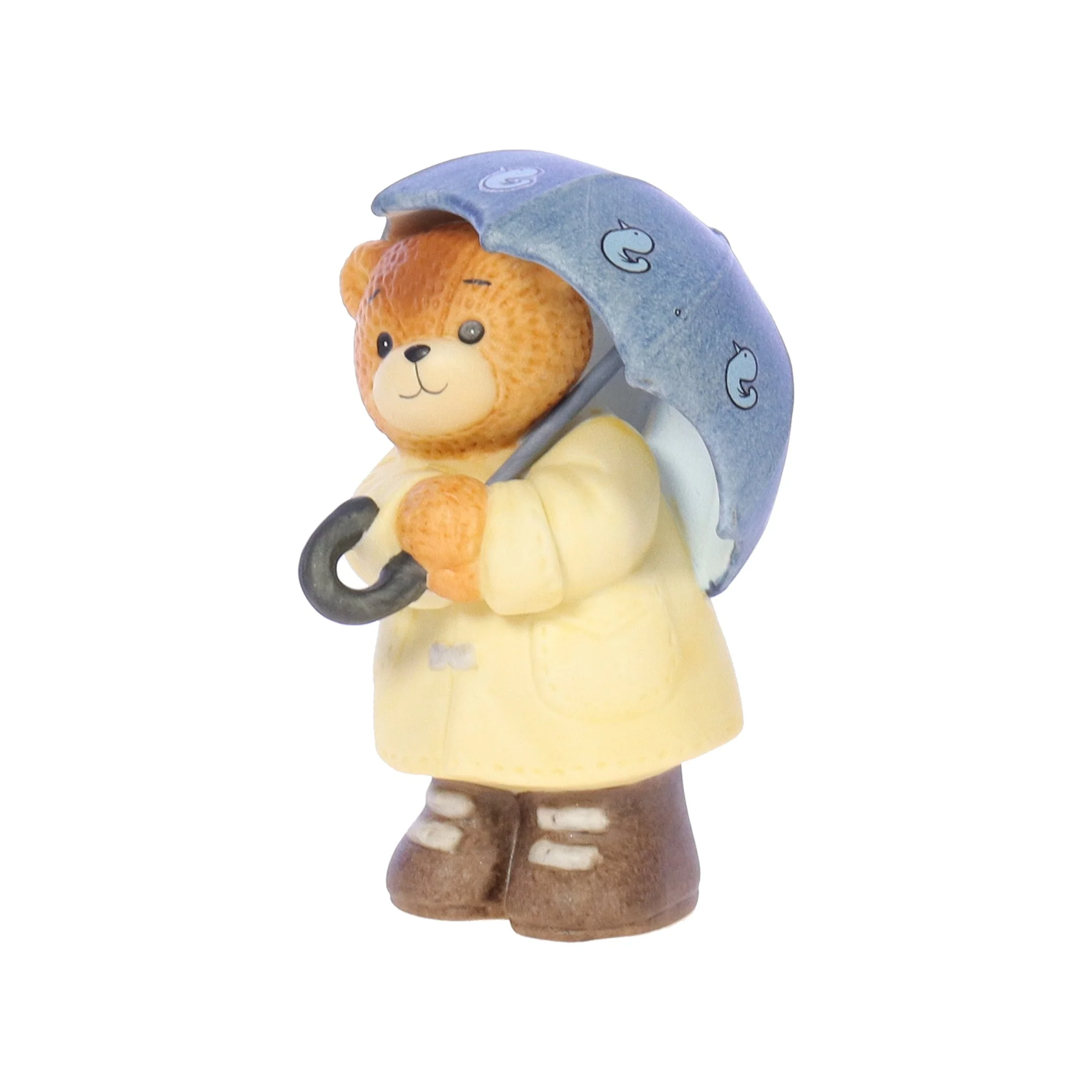 Lucy and Me Vintage 1985 Porcelain Figurine Bear with Raincoat and Umbrella - Image 2