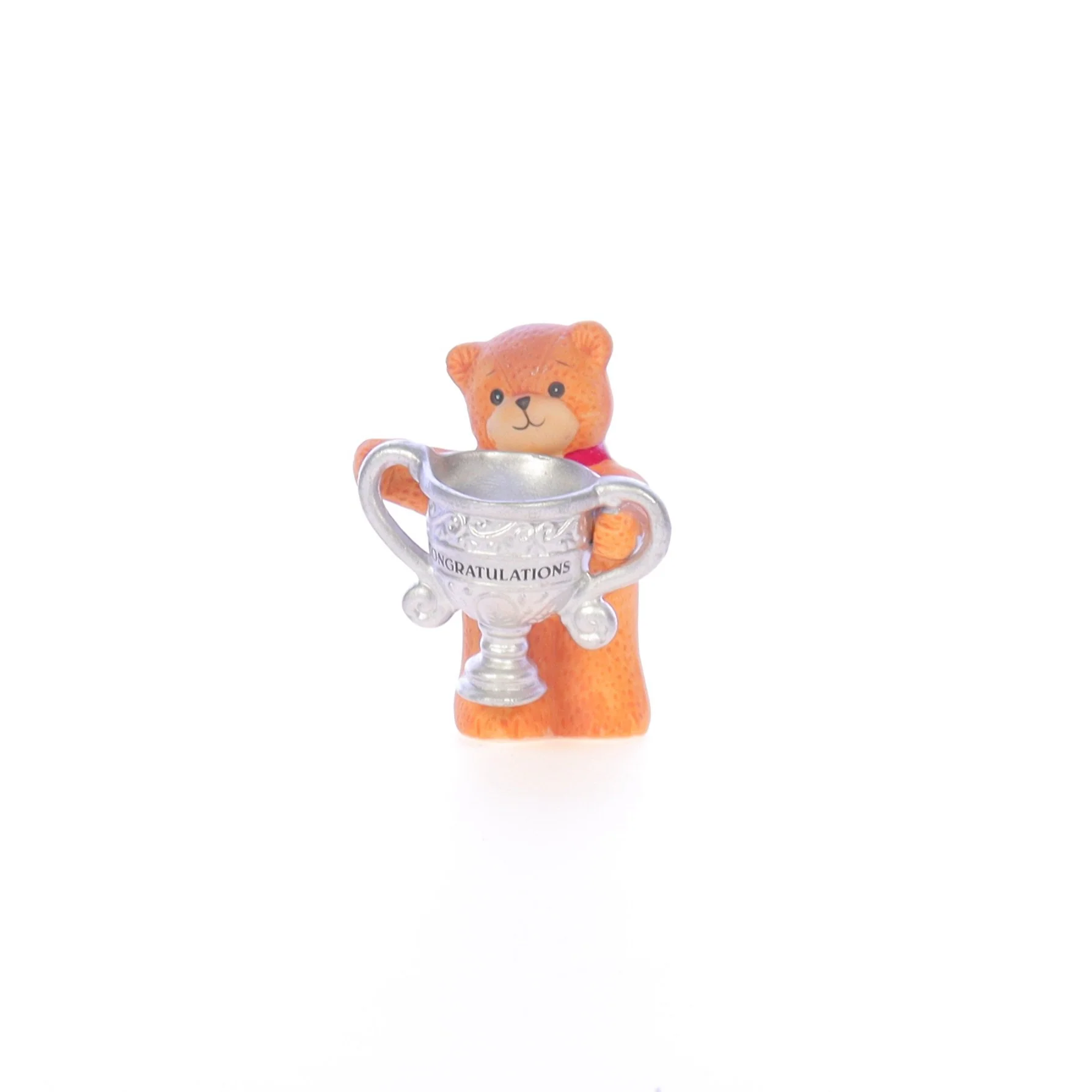 Lucy and Me Vintage 1985 Porcelain Figurine Bear with Congraulations Trophy Cup