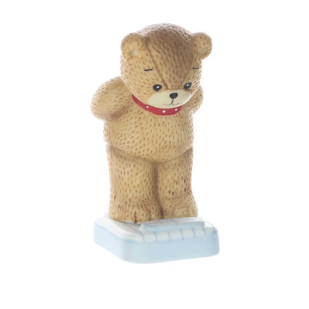 Lucy and Me Vintage 1984 Porcelain Figurine Bear on Scale