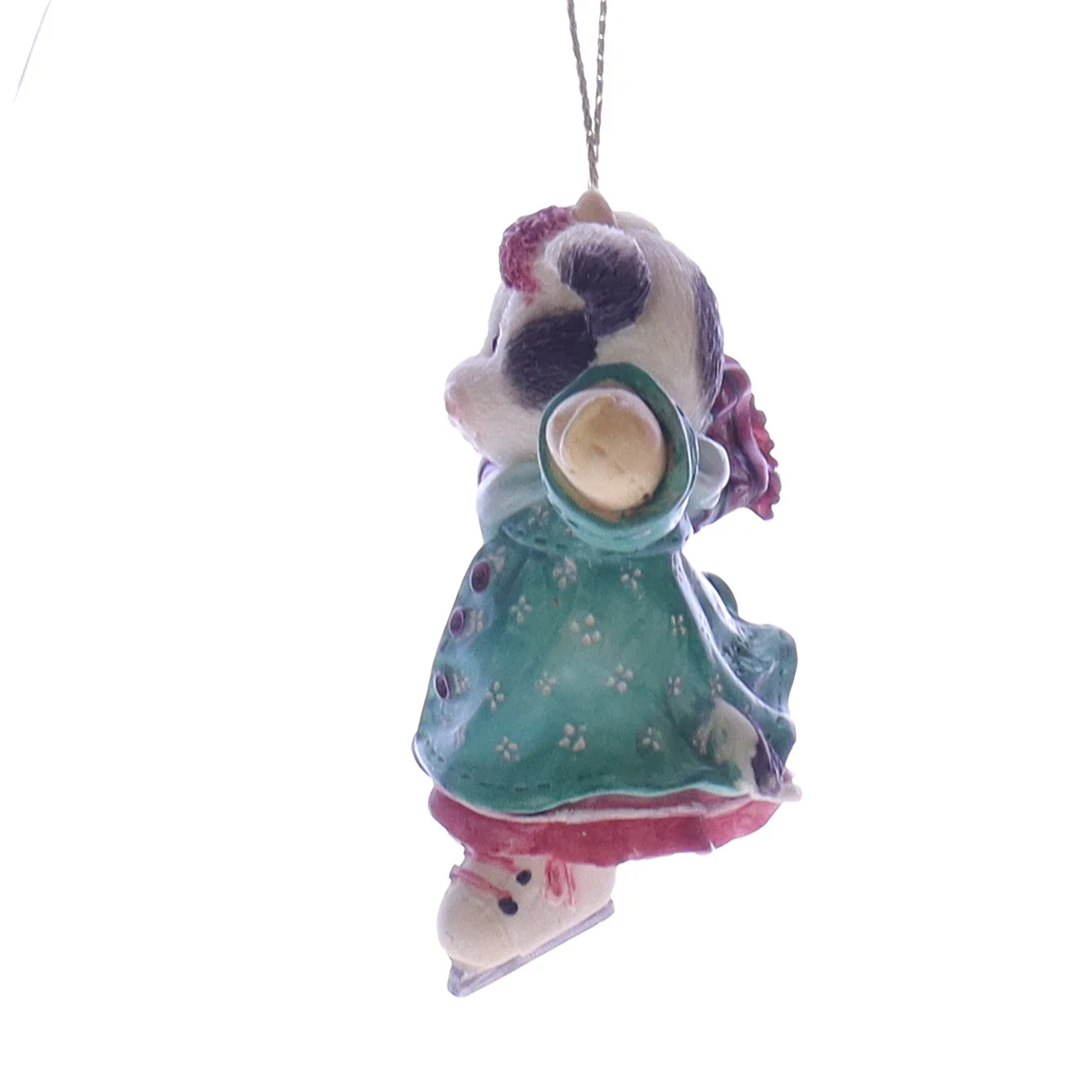 Marys Moo Moos Vintage Resin Christmas Ornament 185523L Ice Skater 1996 2.75" - Image 3