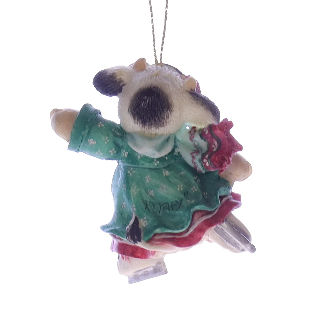 Marys Moo Moos Vintage Resin Christmas Ornament 185523L Ice Skater 1996 2.75" - Image 5