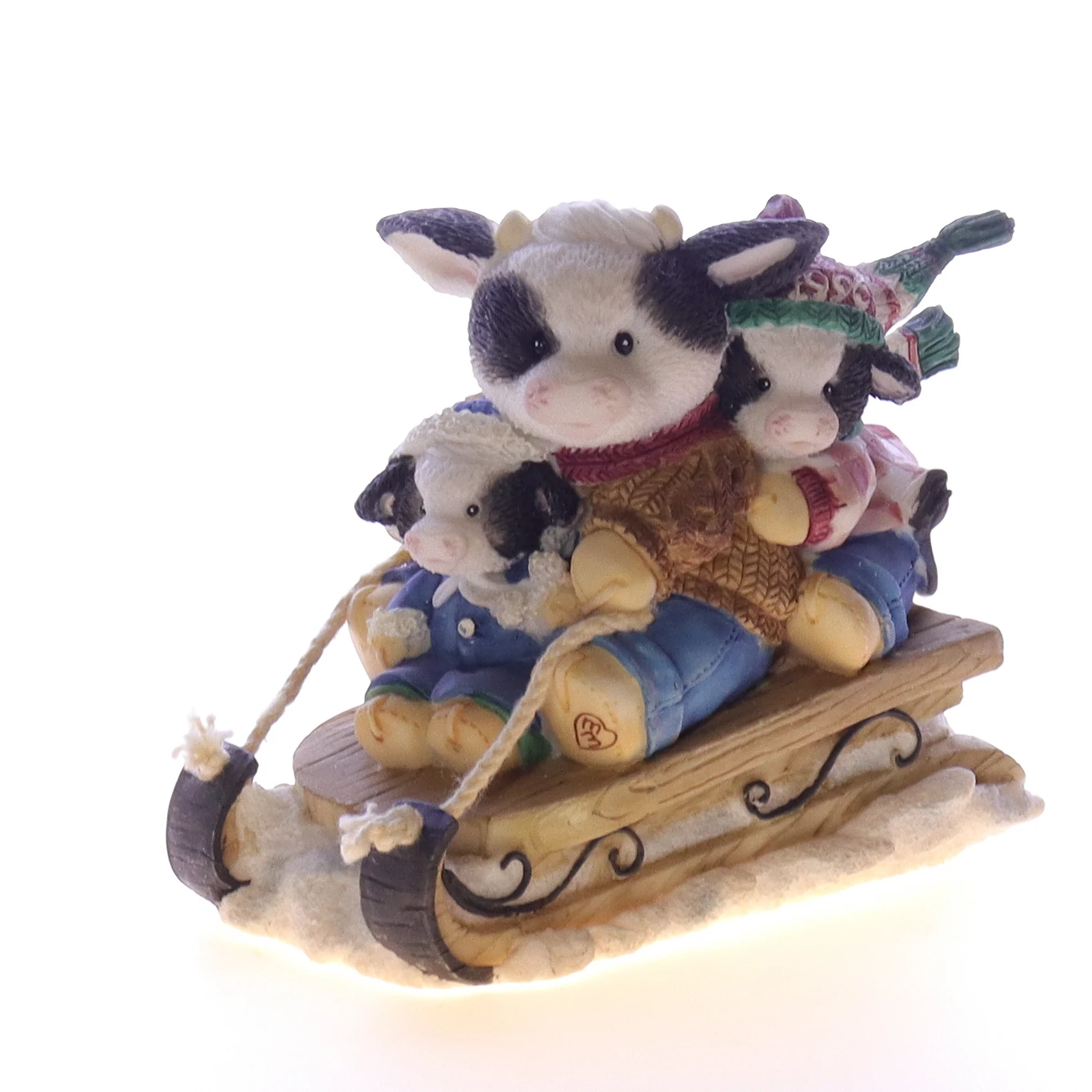 Marys Moo Moos Vintage Resin Christmas Figurine 189669 Wheee Are Moovin'! 1996 3" - Image 8