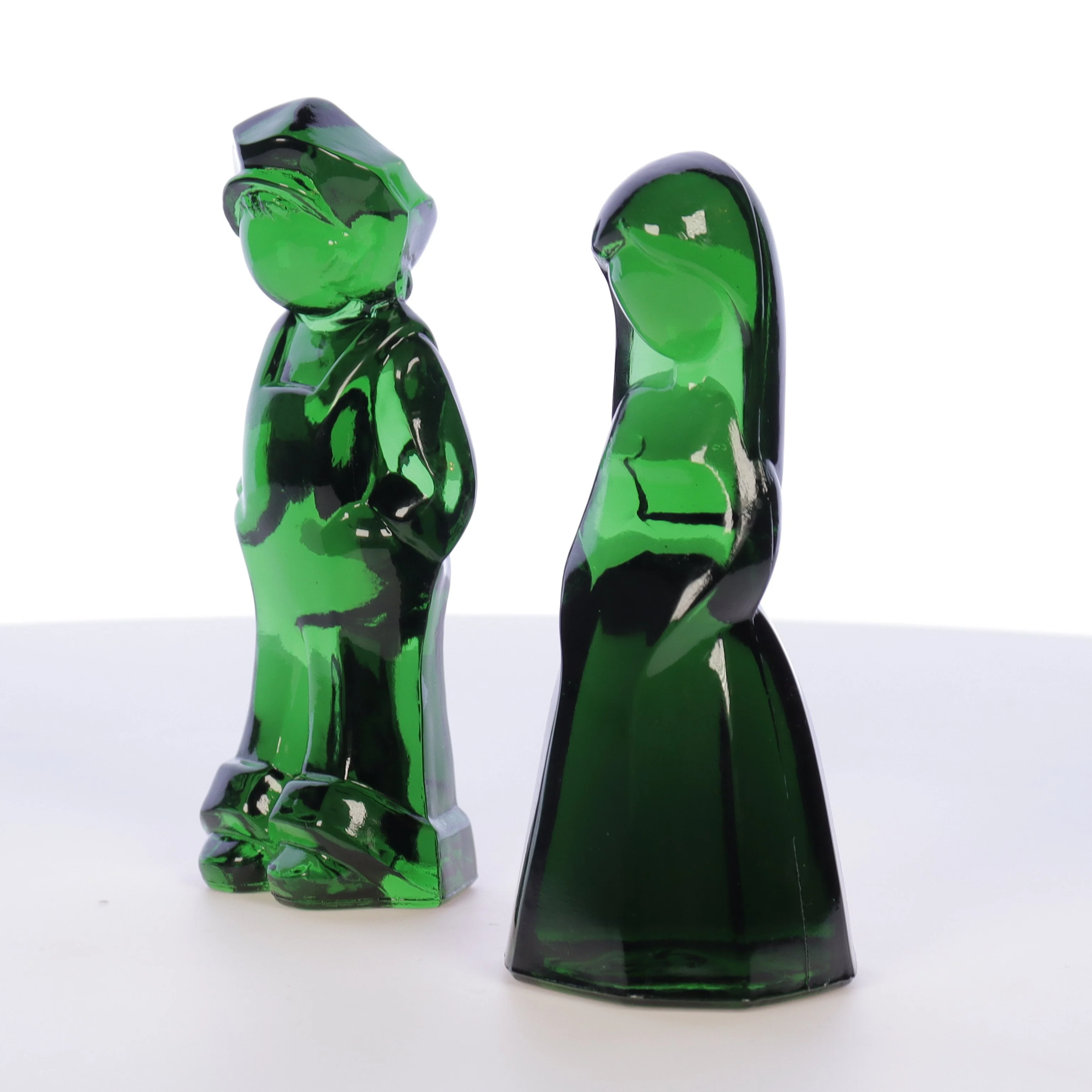 Mosser Glass Vintage 1980s 4 Inch Glass Figurines Josh Jenny Emerald - Image 2