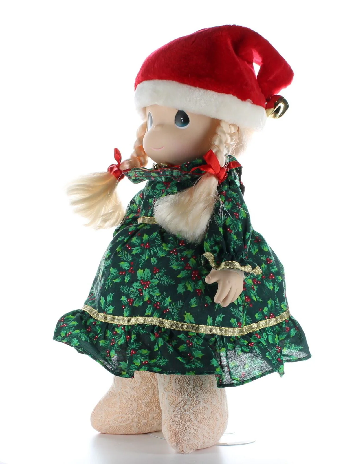 Precious Moments Doll Collection Vinyl Plush Christmas Dress Braids Jingle Bells - Image 2