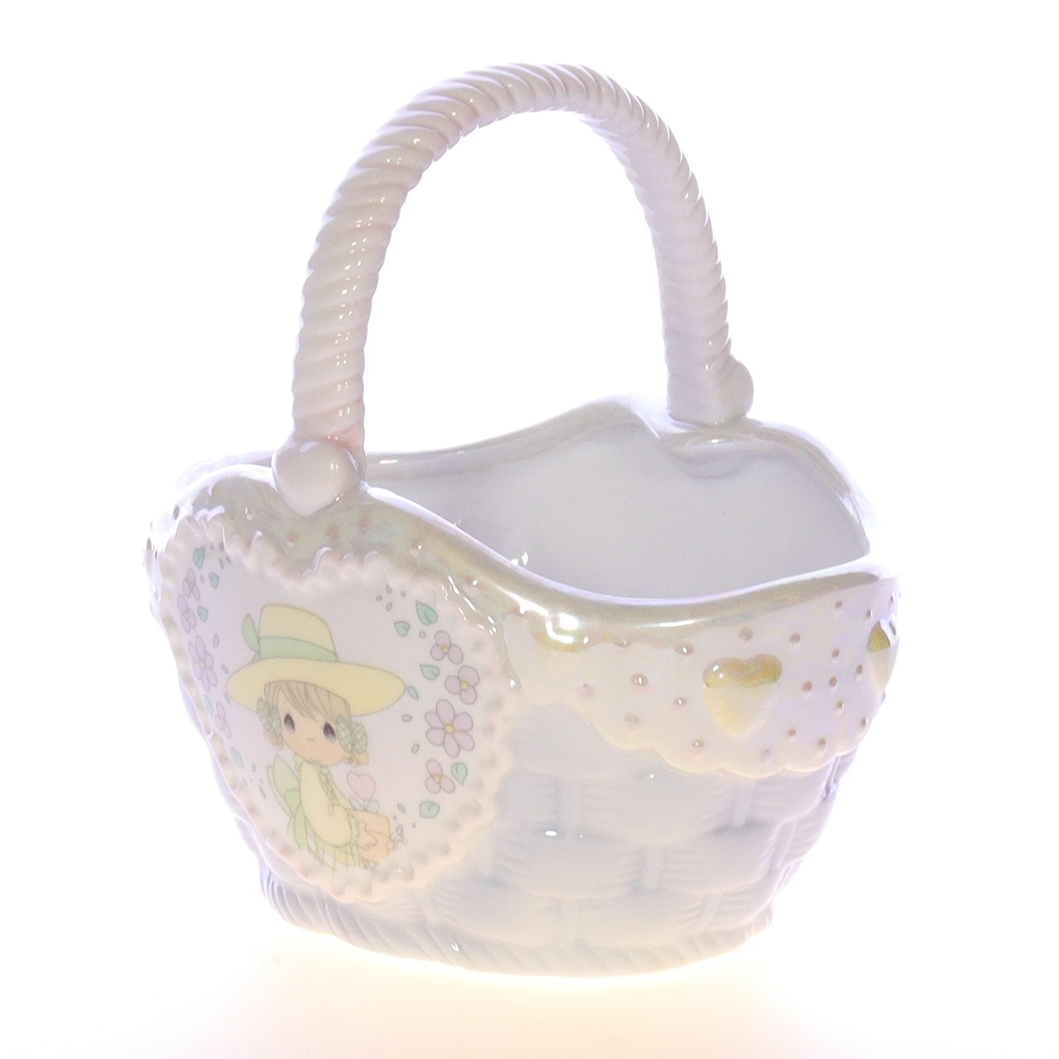 Precious Moments Vintage Porcelain Spring Basket springbasket 1996 5" - Image 2