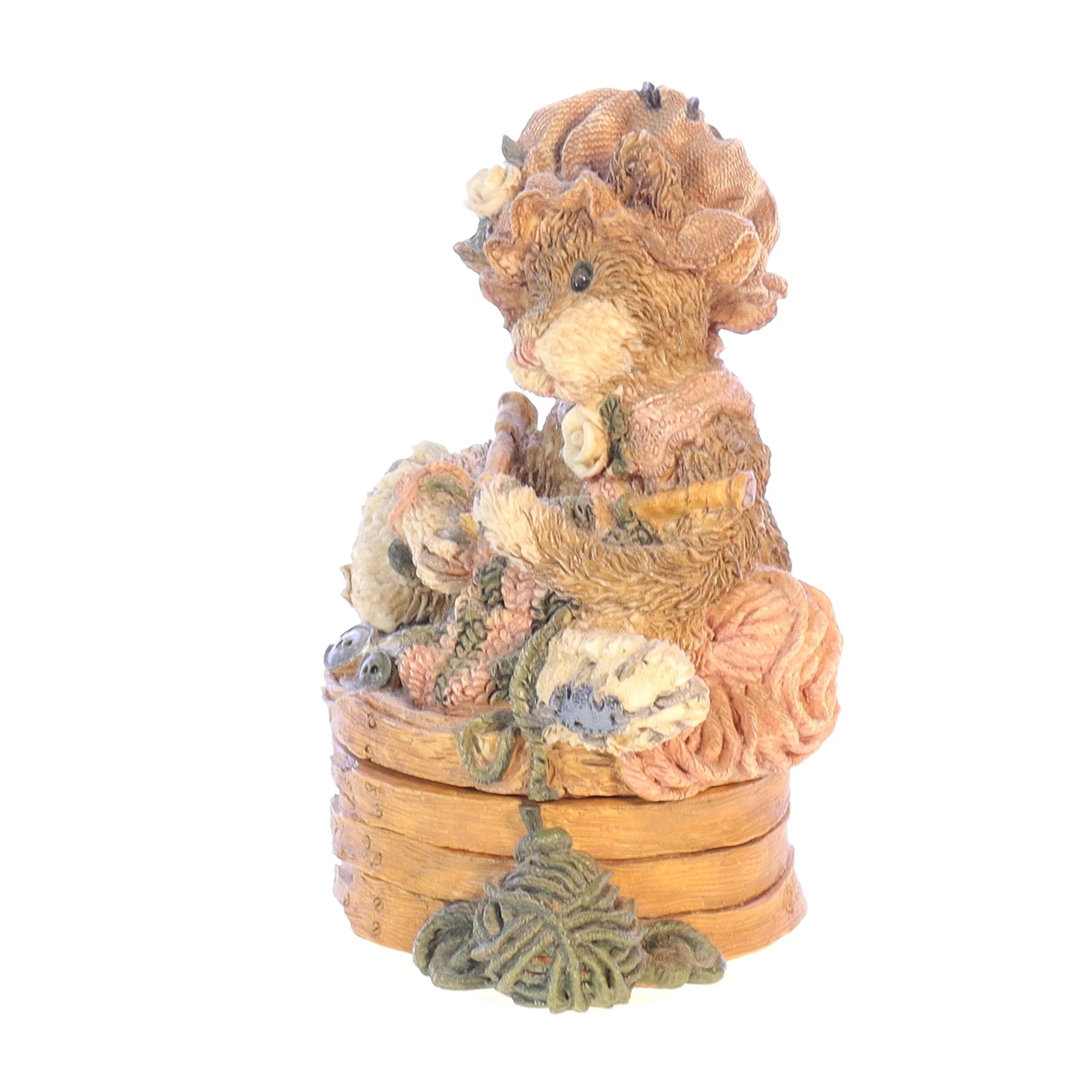 Boyds Bears Resin Figurine in Box 2250 Cookie Catberg ... Knittin' Kitten 1994 4" - Image 3