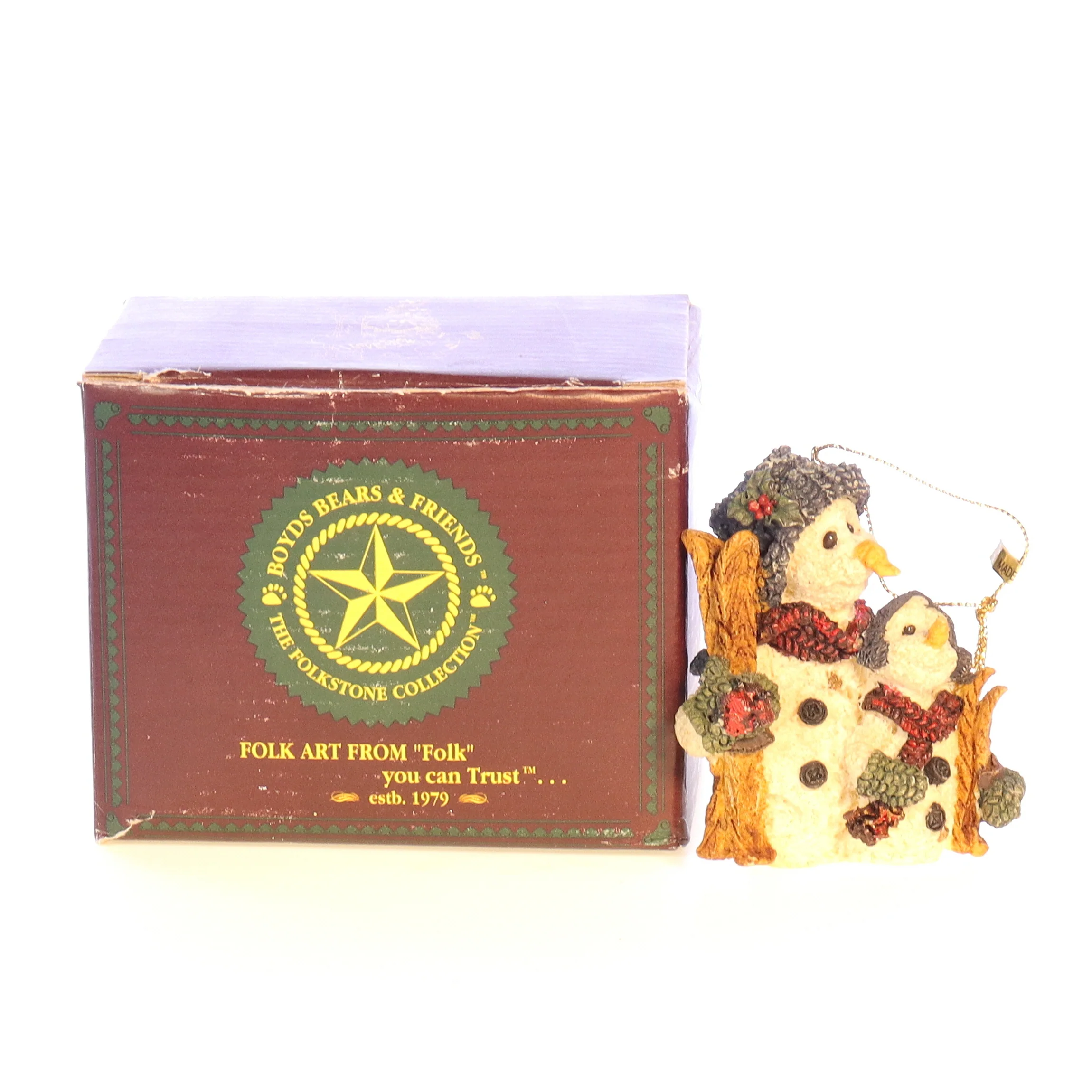 Boyds Bears Resin Ornament in Box Christmas 2560 Olaf ... Let It Snow 1994 3" - Image 9