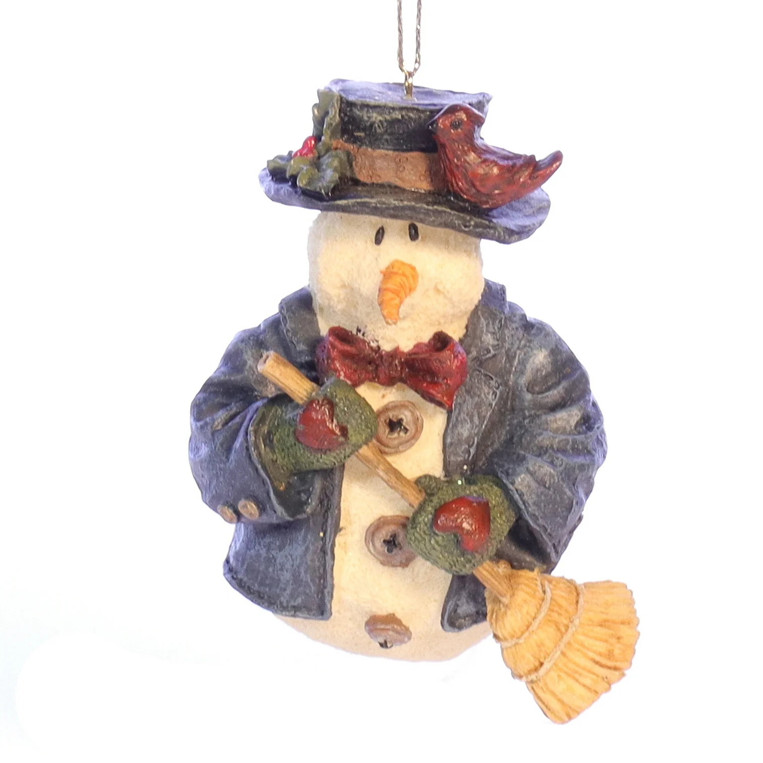 Boyds Bears Resin Ornament in Box Christmas 2565 Willie with Broom 1996 3"